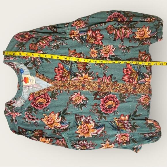 Farm Rio x Anthropologie | Palola Floral Peasant Blouse | Multi Green | Medium - Picture 14 of 15